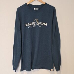 Carhartt Outdoors Long‎ Sleeve Shirt XL Relaxed Fit Mountains Logo Honduras